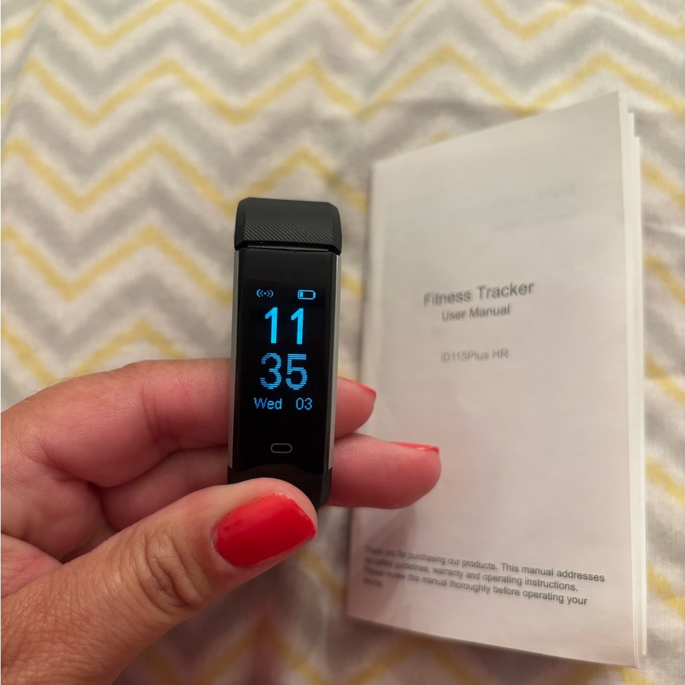 Source Unknown Black Smartwatch with Blue Display